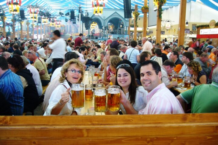 Drinking beer at Oktoberfest