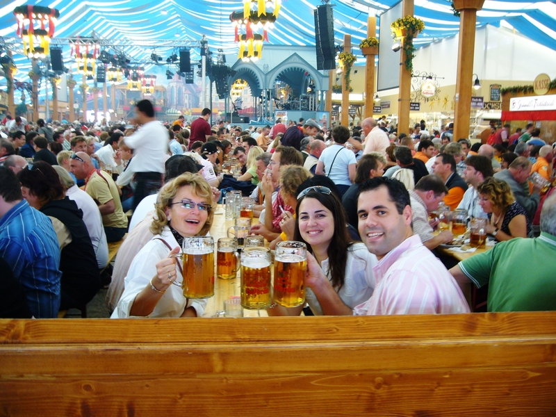 Drinking beer at Oktoberfest