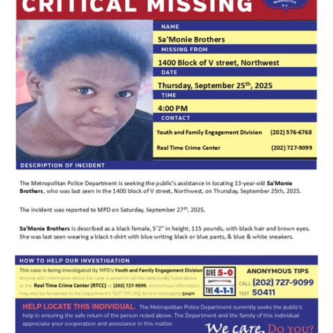 Dc girl, 13, missing after last being spotted in northwest neighborhood - photo licensed by shore news network.