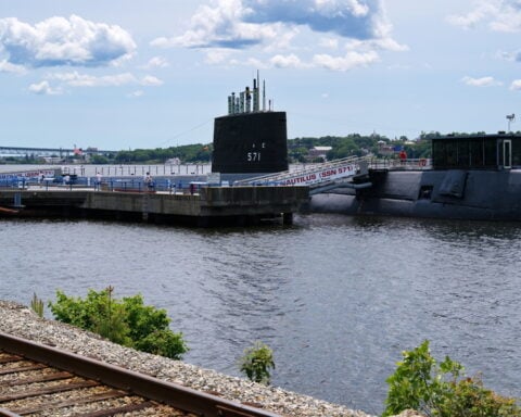 Visiting The Submarine Force Museum In Groton CT USA. Submarine Force Museum, Groton CT USA, Jun 2019. The world`s first nuclear powered submarine the USS Nautilus is part of the Submarine Force Museum