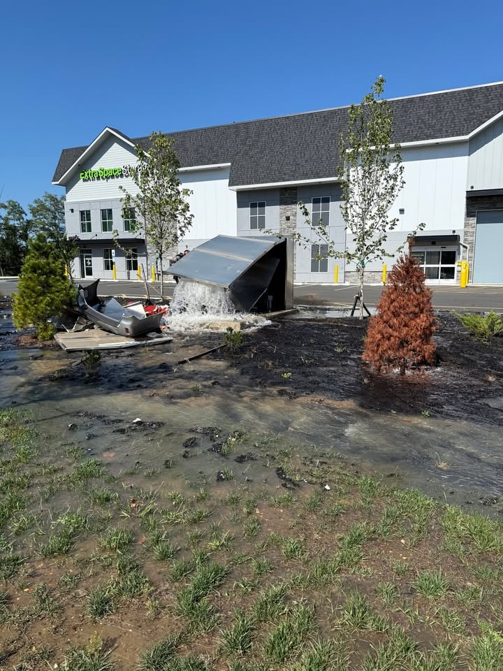 Cra crashes into water utility box after veering off Route 35