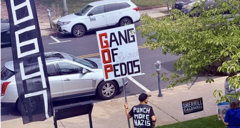 Mikie Sherrill Supporters Flaunt 86-47 Signs - "Punch More Nazis" in Toms River