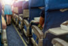 Inside airline cabin.