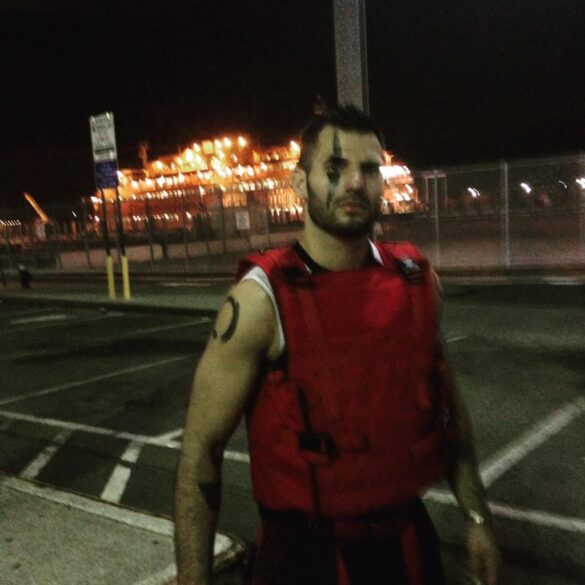 Chris pollak for jackson council dressed up as his alter-ego, the dark guardian.