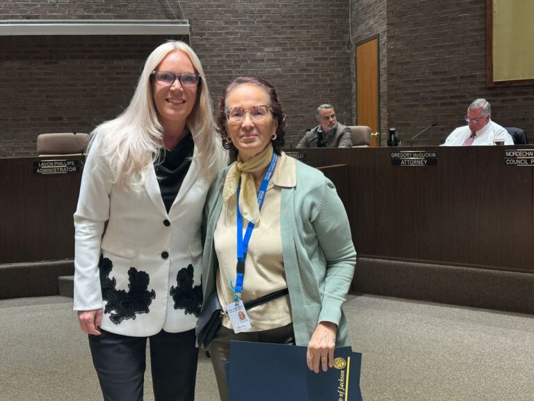 Librarian Rachel Montanez, of the Jackson Branch of the Ocean County Library accepted the proclamation on behalf ot the entire Ocean County Library system from Mayor Jennifer L. Kuhn.