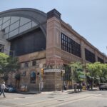 Reading Terminal Market, Center City, Philadelphia, PA, USA. Expansive view of the historic, world-famous Reading Terminal Market from the corner of North 12th Street and Arch Street.