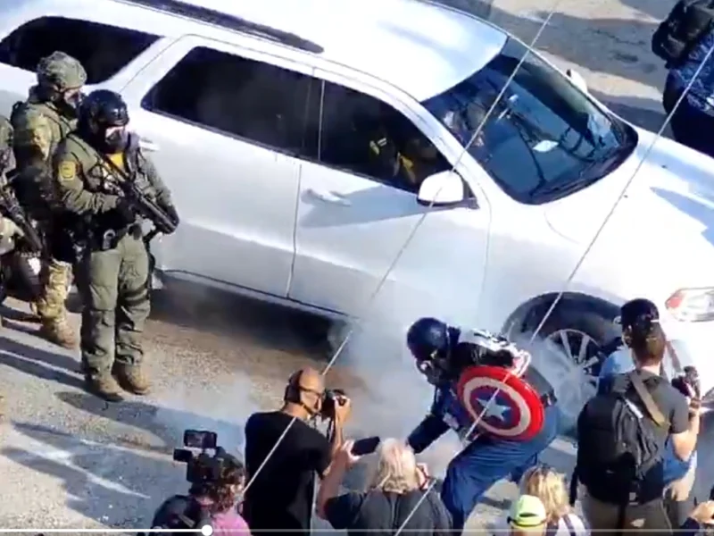 Watch: Cosplaying Superhero Arrested by ICE in unhinged attack on agents