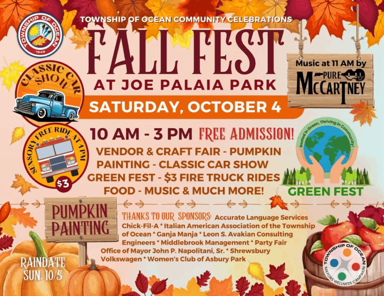 Ocean Township hosts fall fest with classic cars, music and pumpkin painting
