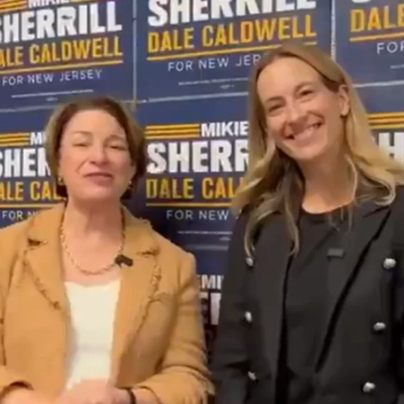 Bad boss amy klobuchar once ate a salad with her hair comb, now stumping for mikie sherrill in new jersey - photo licensed by shore news network.