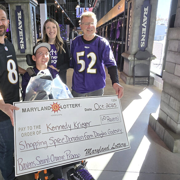 Maryland lottery winner gives ravens shopping spree to kennedy krieger patient - photo licensed by shore news network.