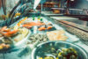 Seafood at restaurant counter