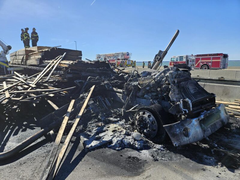 Fiery crash shuts down Monitor-Merrimac Bridge Tunnel after lumber truck goes up in flames