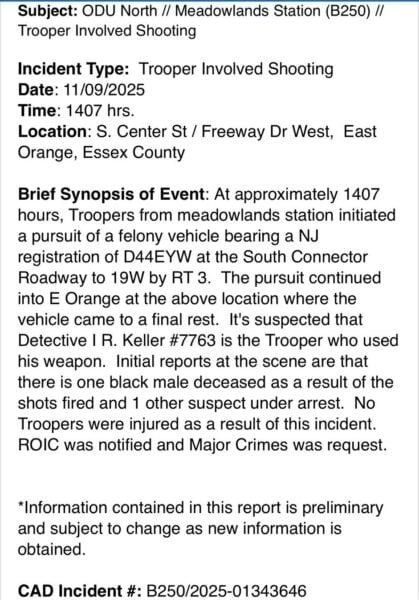 State police pursuit ends in fatal trooper-involved shooting in Orange