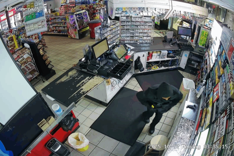 Gas station burglar still at large after Asheville break-in
