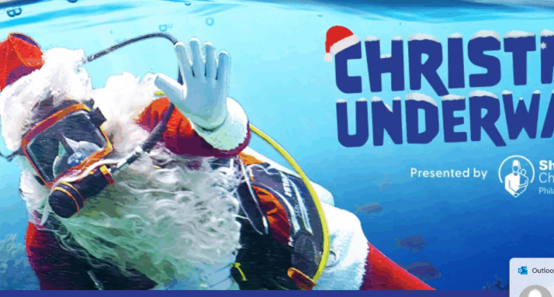 Scuba santa returns for christmas underwater at adventure aquarium - photo licensed by shore news network.