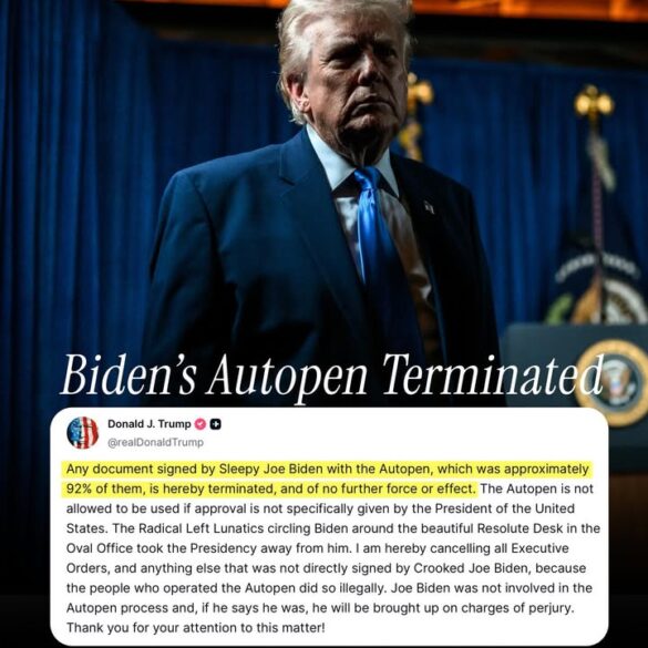 Trump declares biden-era autopen documents void, cancels all prior executive actions - photo licensed by shore news network.