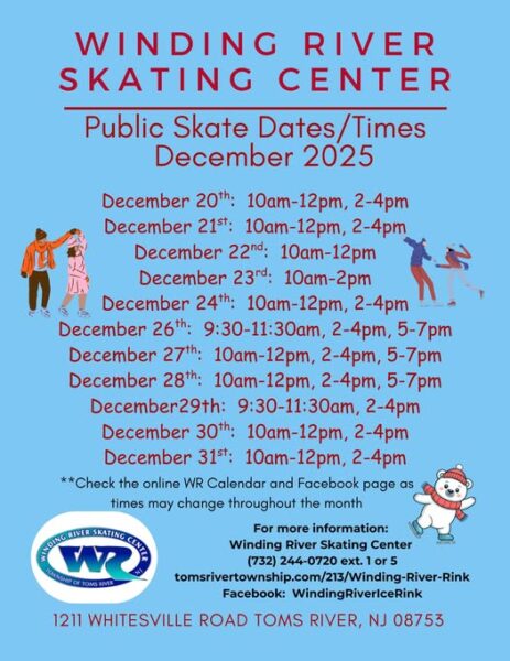 Holiday skating and dj skates in full swing at winding river ice rink in toms river this week - photo licensed by shore news network.