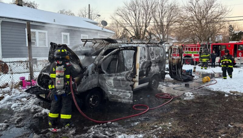 Morning van fire threatened asbury park home as firefighters contain blaze - photo licensed by shore news network.