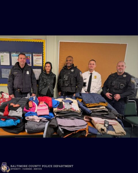 Baltimore county police deliver winter gear to local children after successful clothing drive - photo licensed by shore news network.