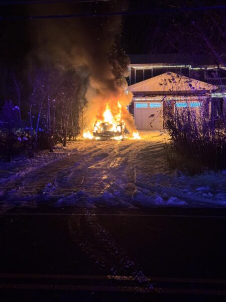 Overnight vehicle fire contained before spreading to home in island heights