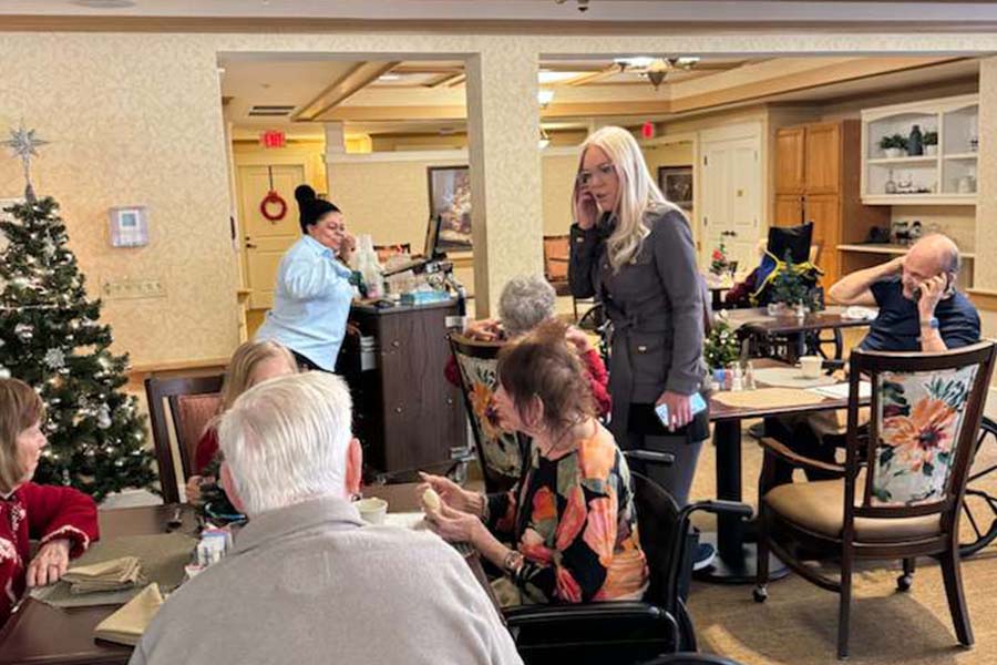 Mayor kuhn visits senior holiday party at sunrise senior living holiday food drive - photo licensed by shore news network.