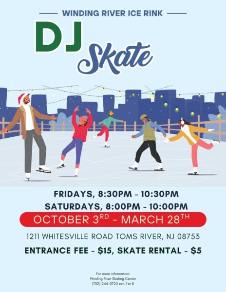 Toms river invites families to lace up for dj skate nights and birthday parties at winding river ice rink - photo licensed by shore news network.