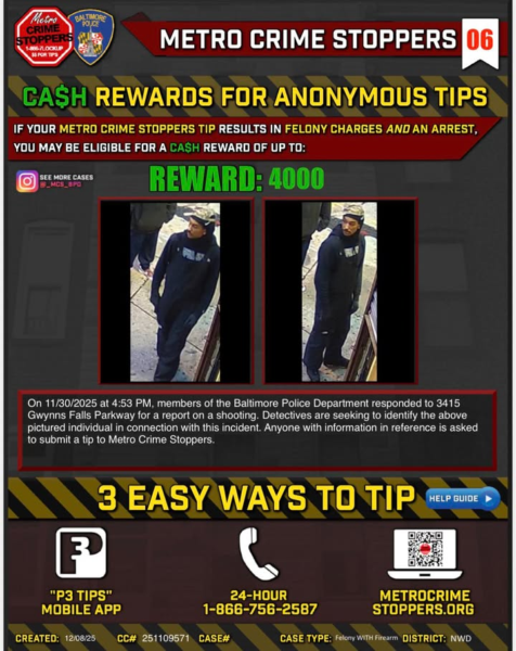 Hooded figure wanted in gwynns falls parkway shooting - photo licensed by shore news network.