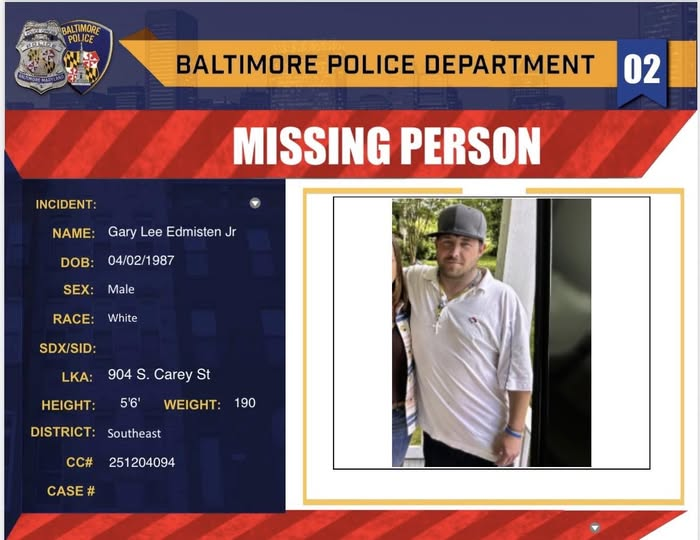 Baltimore man disappears after leaving home on carey street | photo licensed by shore news network. Baltimore man disappears after leaving home on carey street - photo licensed by shore news network.