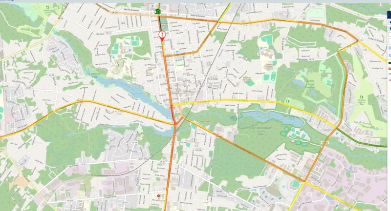 Traffic in lakewood a mess today after downed pole shuts down route 9 downtown - photo licensed by shore news network.