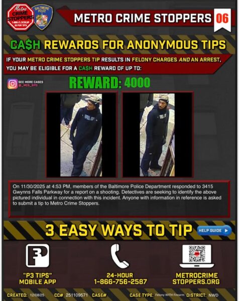 Hooded figure wanted in gwynns falls parkway shooting - photo licensed by shore news network.