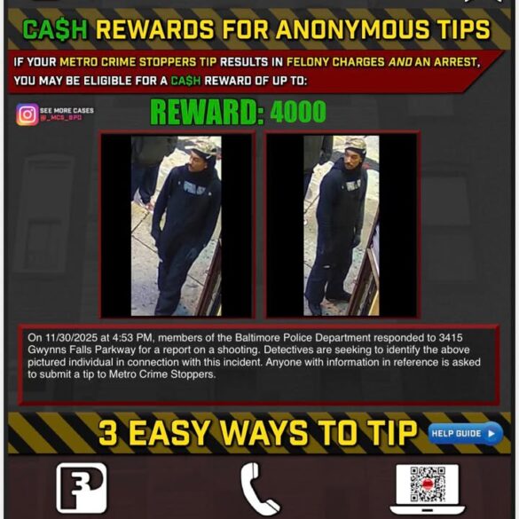 Hooded figure wanted in gwynns falls parkway shooting - photo licensed by shore news network.