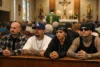 Artist's rendering - criminals hiding in church during mass- photoshop