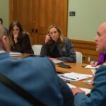 Former navy helicopter pilot mikie sherrill dons new jersey state police jacket over blazer to discuss snow storm - photo licensed by shore news network.