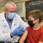 Artist's rendering representing the state's authority over vaccinations.