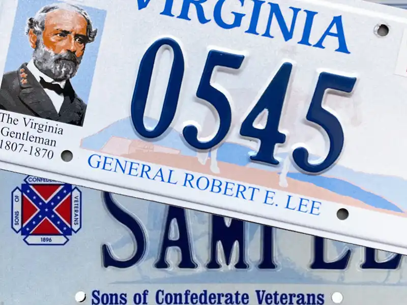 Virginia delegate moves to ban state's official confederate-themed license plates - photo licensed by shore news network.
