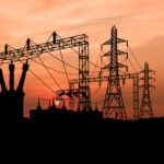 Transformer on Electricity Substation at sunset