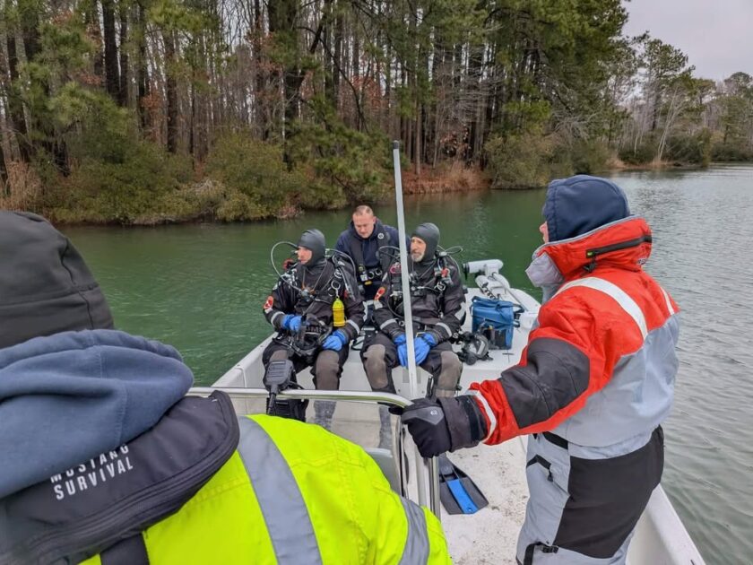 Chesapeake police dive team trains for underwater rescue operations at city park - photo licensed by shore news network.