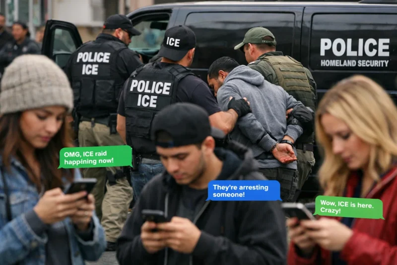 Photo of people reporting ice - ai enhanced - photoshop