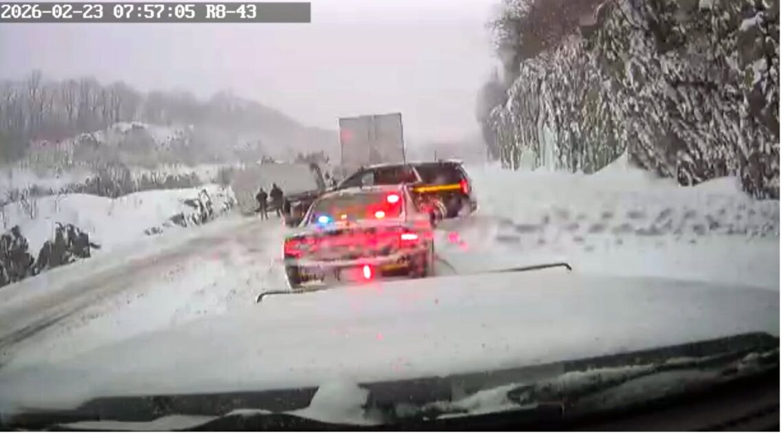 Blizzard slams i-84 as tractor trailer crashes in east fishkill