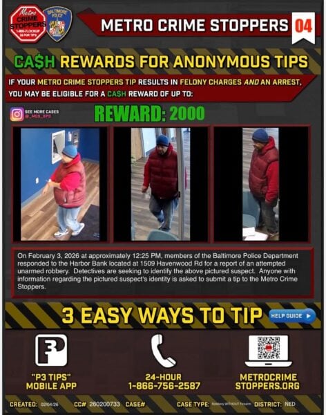 Harbor bank robbery suspect caught on camera - photo licensed by shore news network.