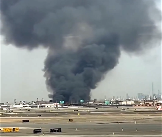 Large fire disrupts traffic at newark international airport