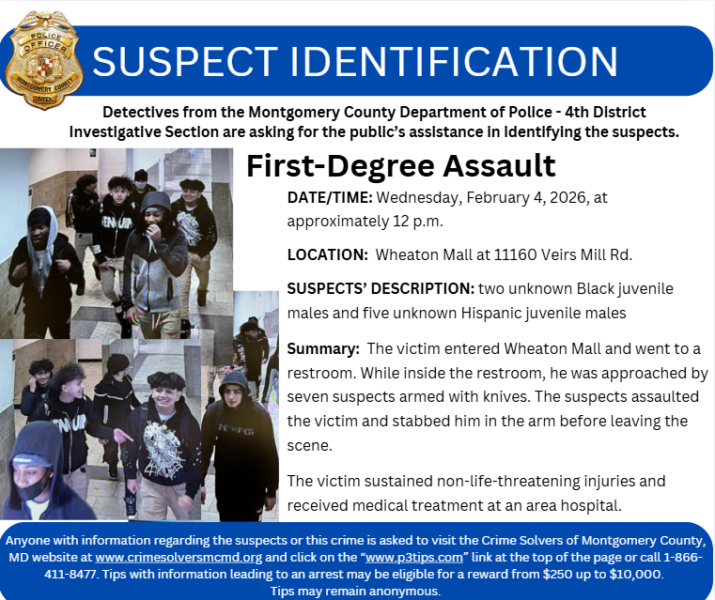 Seven juveniles sought after man stabbed inside wheaton mall restroom