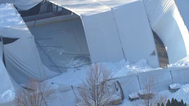 Heavy snow caused ice rink tent collapse in westfield's gumbert park