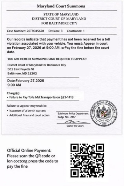 Text scam falsely orders recipients to Baltimore courtroom