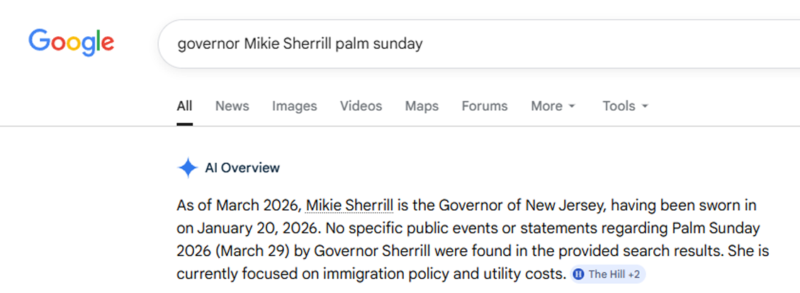 Hijab wearing new jersey governor nowhere to be found on palm sunday