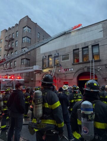 Flames rip through bronx firehouse trapping firefighters inside before dramatic ladder rescue