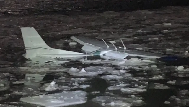 Plane crashes into icy hudson river near newburgh, occupants safe