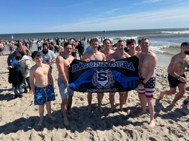 Bayonne police participate in njspba polar bear plunge to support special olympics