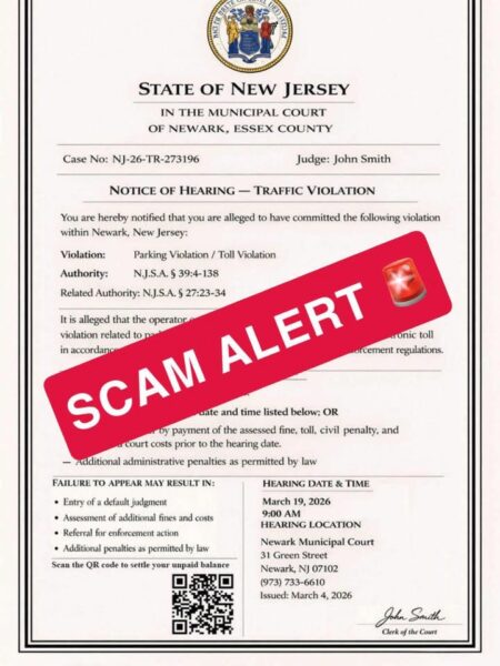 Scam alert: new jersey court notices tricking people to pay for bogus tickets and fines