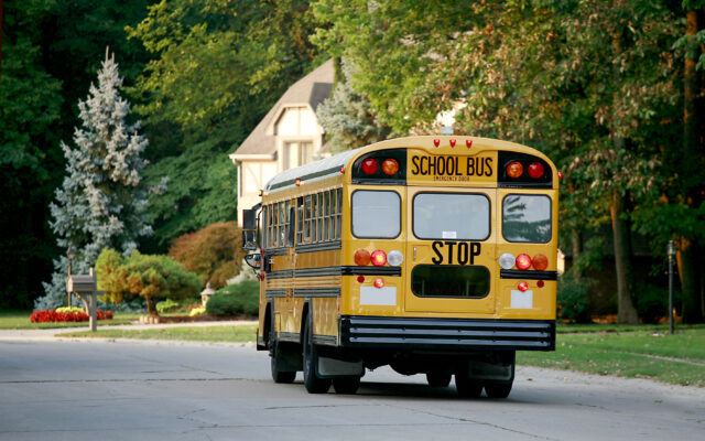 School bus in residential neighborhood